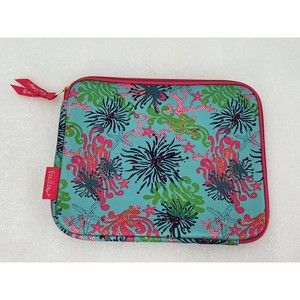Lilly Pulitzer iPad / Tablet Holder EUC Blue Pink Zipper